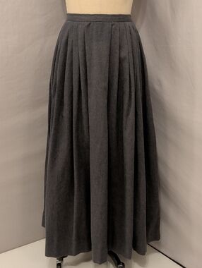 Handmade Long Pleated Maxi Skirt in Soft Charcoal Gray Quality Mid/Heavy Fabric